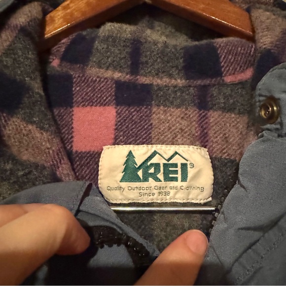 Vintage REI Flannel Lined Full Zip Rain Jacket Blue Size XS - Picture 3 of 8